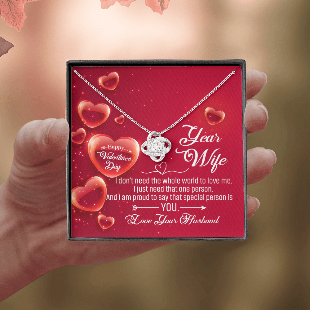 TO MY WIFE - HAPPY VALENTINE'S DAY - LOVE KNOT NECKLACE KT05