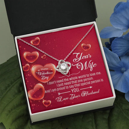TO MY WIFE - HAPPY VALENTINE'S DAY - LOVE KNOT NECKLACE KT05 - Charming Present