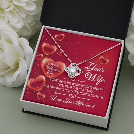 TO MY WIFE - HAPPY VALENTINE'S DAY - LOVE KNOT NECKLACE KT05 - Charming Present