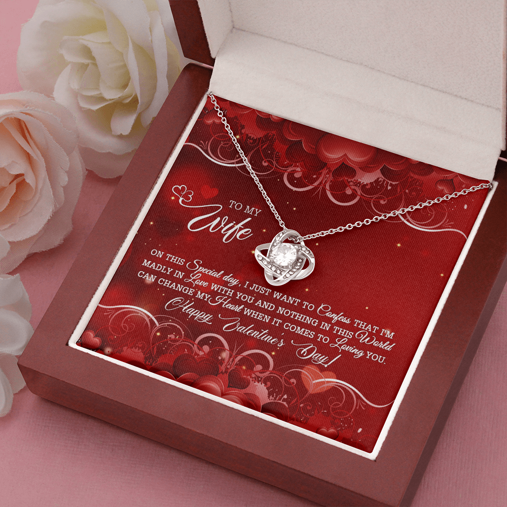 TO MY WIFE - HAPPY VALENTINE'S DAY - LOVE KNOT NECKLACE KT04